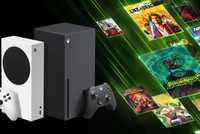 xbox series x and s consoles next to xbox games.